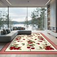 thumbnail image 2 of ODIKA 6'x9' Ultra-Soft Area Rug, Cherries Door Cherry Farmhouse Striped Border Clusters Flowers None Washable, Bare feet friendly, Silk-Touch for Guest Room, Bedroom, 2 of 7