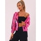 thumbnail image 3 of Día de San Patricio Traje De Navidad Para Mujer, Brillante, Holográfico, De Manga Larga, Con Cremallera, Chaqueta Metálica Con Capucha Rosa caliente M, 3 of 6