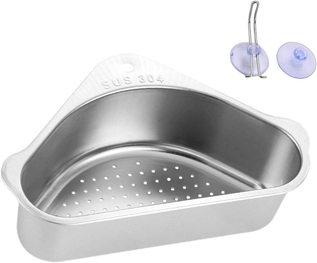 2-Pack Triangle Sink Colander Strainer Baskets - Gray Plastic Drain Rack For Kitchen