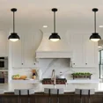 thumbnail image 2 of Claxy 9" Black Dome Pendant Light with Milk Glass Shade for Kitchen Island, 2 of 6