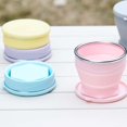 thumbnail image 6 of Travel Cup With Lid (6oz/180ml) Silicone Folding Cup With StainlessSteel Rim Portable Pocket Cup ForMouthwash Hiking Camping,Pink, 6 of 7