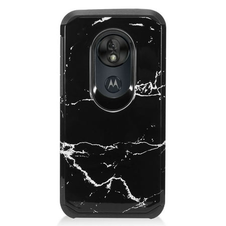 MUNDAZE Motorola Moto G7 Play Case Cover Black White Marble Design Duo
