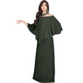 thumbnail image 4 of KOH KOH Long Strapless Cocktail Evening Off The Shoulder Cold Sexy Evening Flowy Formal Full Floor Length Tall Drape Gown Maxi Dress For Women Olive Green X-Large US 14-16 NT059, 4 of 6