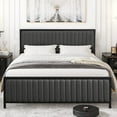 thumbnail image 2 of Taomika Queen Size Modern Faux Leather Upholstered Platform Bed, Grey Bed Frame, 2 of 7