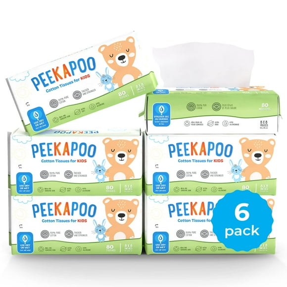 Toallitas secas de algod�n Peekapoo: para usar en h�medo o seco, sin perfume, hipoalerg�nicas, ultra suaves para ni�os, aptas para