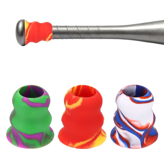 Uxcell Bat Taper, Bat Knob Taper Softball Grip Silicone Non-slip Ergonomic Enhanced Grip Easy Installation & Yellow-Red/Green-Purple/Red-Blue-White - Fit for (Most Softball Bats/Baseball)
