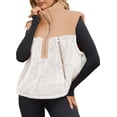 thumbnail image 3 of Sleeveless Fleece Sherpa Patchwork Vest Coat Women Winter Casual  Half Zipper Jacket Coat, 3 of 7