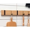 thumbnail image 2 of Natural Wood Foldable Coat Hooks Wall Coat Rack with 5 Hooks Wall Shelf Self Adhesive Post Shelf Key Hanger Wooden Wall Organizer for Bathroom Living Room Bedroom Office Kitchen, 2 of 5