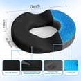 thumbnail image 2 of Donut Pillow Seat Cushion - Cooling Gel Donut Chair Cushions, Memory Foam Seat Cushion for Office & Home, Car Seat Cushion and Butt Pillow, Hemorrhoids Pillow and Tailbone Pain Relief, Black, 2 of 7