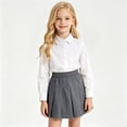 thumbnail image 3 of Krdevn Girls Pleated School Uniform Skirt, Elastic Waist Kids A-Line Skort, Casual Solid Color Mini Skirt for Students,Grey, 3 of 6