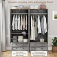 thumbnail image 5 of Brafabhome Farmhouse Wood Armoire Wardrobe Closet with 2 Doors, 71" Tall Freestanding Wardrobe Clothes Cabinet with Drawers and Hanging Rod for Bedroom | Gray, 5 of 9