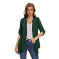 thumbnail image 4 of Uvplove Cardigan for Women Open Front 3/4 Sleeve Swiss Dots Cardigans Lightweight Casual Cover Up Dark green-L, 4 of 8
