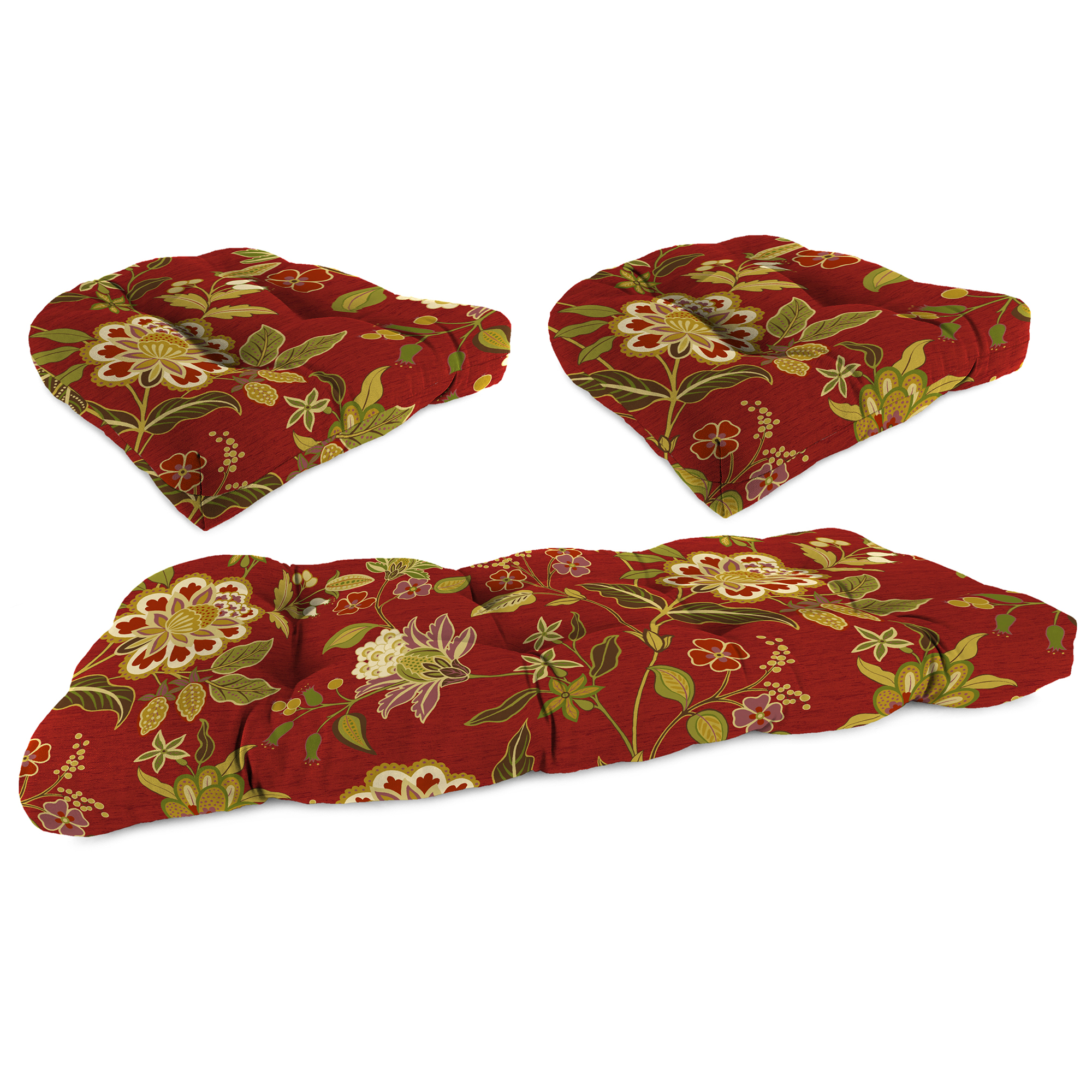 Jordan Manufacturing 3Piece Alberta Salsa Red Floral Outdoor Cushion
