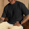 thumbnail image 2 of hlysgo Mens Short Sleeve T-Shirts Casual Knit Texture Crewneck Pocket Tee Tops Loose Fit Summer Shirt Black,4xL, 2 of 6