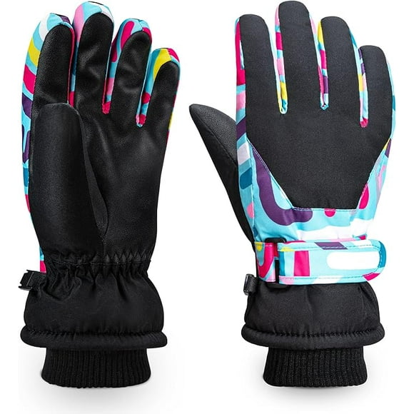 ThxToms Gants d'Hiver pour Enfants Imperméables pour Ski, Neige et Planche à Neige, Gants pour Sports de Plein Air, Garçons et Filles, Gants pour Temps Froid