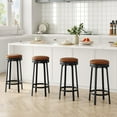 thumbnail image 6 of Studyset 30'' Swivel Bar Stools Set of 2 with Footrest,Modern Counter Height Barstools with PU Leather Upholstered and Metal Frame,Backless Round Bar Stools Kitchen Barstools for Kitchen Island, 6 of 7
