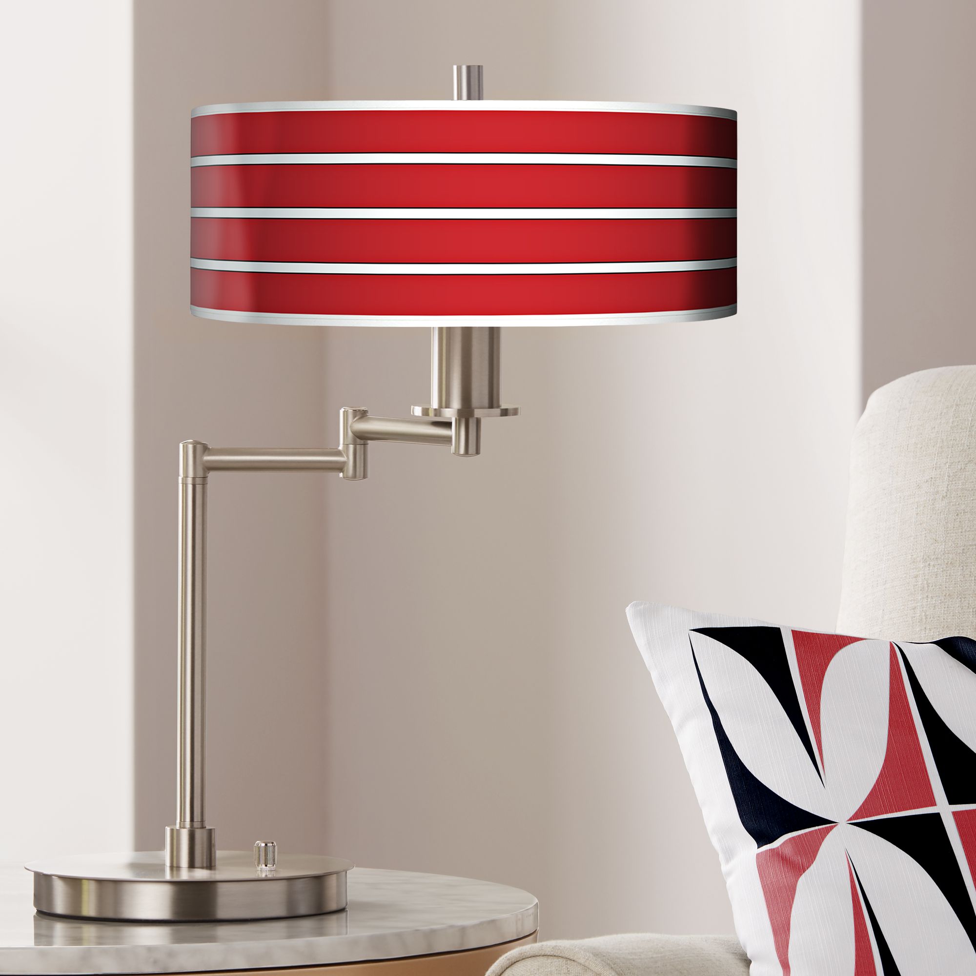 red stripe lamp shade