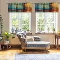 thumbnail image 3 of 2 Pack Valances Window Treatments, Blue and Orange Vintage Messy Rust Blackout Drapes Adjustable Curtain Valances for Windows Living Room Kitchen Over Sink, 12x52 Inch Rod Pocket Valances, 3 of 5