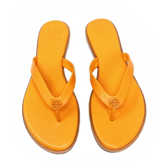 Tory Burch Women's Benton Thong Flat Sandals - Sun Orange - Size 7.5