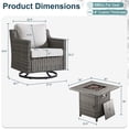 thumbnail image 4 of Opohoro 5 Piece Outdoor Rattan Fire Pit Set with Swivel Rocker Chairs and Square Fire Pit Table, All-Weather Wicker Conversation Set for Porch, Deck, Balcony, 4 of 14