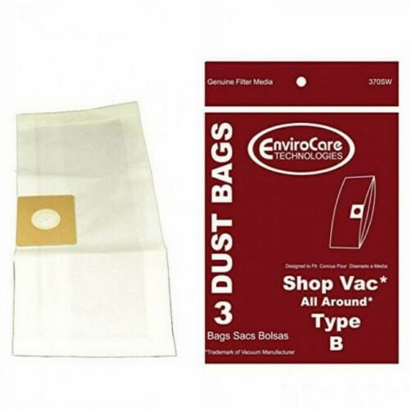 EnviroCare Compatible with Shop Vac Type B Bags (3 Pack)