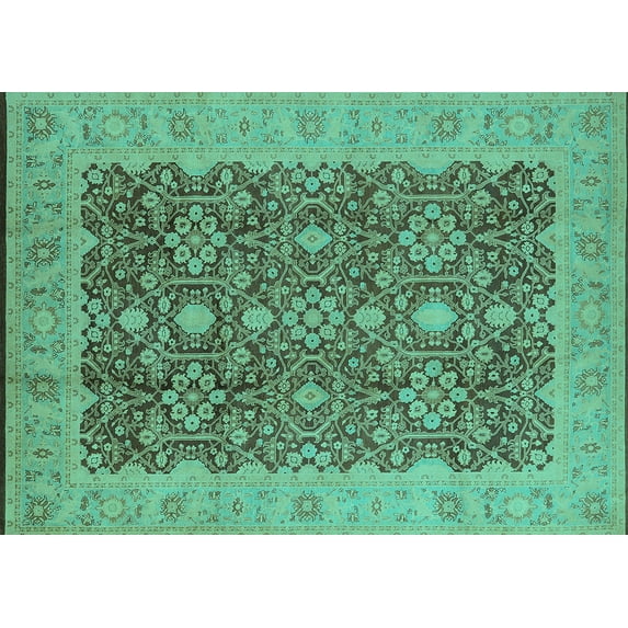 Ahgly Company Indoor Rectangle Oriental Turquoise Blue Traditional Area Rugs, 4' x 6'