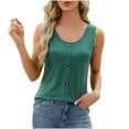 thumbnail image 3 of CALAFEBILA T Shirts for Women Plus Size Button Up Tank Tops,Ladies Fashion Solid Color Vest Summer Sleeveless Crew Neck Women's Tops, 3 of 4