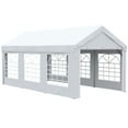 thumbnail image 2 of Outsunny 19.7ft x 9.7ft x 9.4ft White Carport, 2 of 9