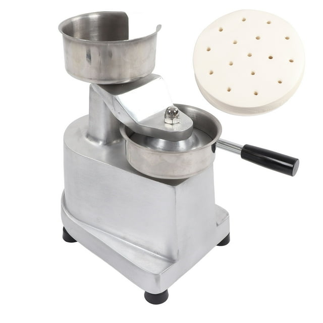 Máquina manual para hacer hamburguesas, de aluminio y acero inoxidable, con 500 papeles antigrasa para barbacoa, diámetro de 130 mm/5,1 pulgadas.