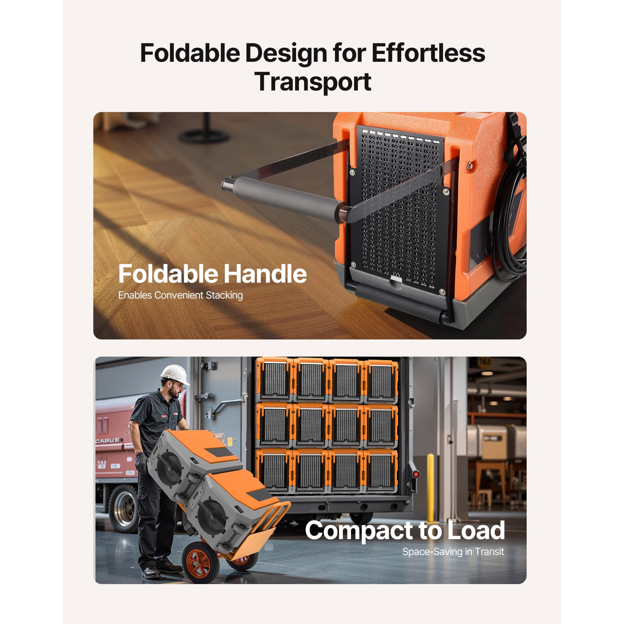 KFFKFF 180 Pints Industrial Dehumidifier with Pump and Drain Hoses, Portable Dehumidifier for Basements, Storage Areas, and Crawl Spaces, Auto Defrost, Durable LLDPE Construction, Foldable Handle