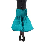 BellaSous 50s Skirt Rockabilly Dress Crinoline, Tea Length Underskirts for Women (Turquoise,(Large/Extra Large))