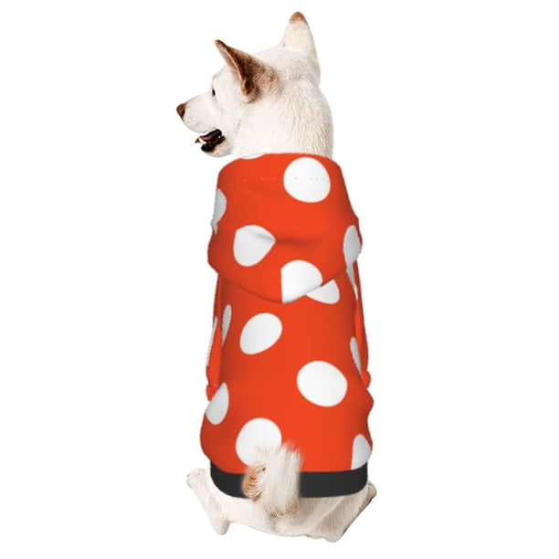 Fotbe Orange And White Polka Dot1 Sudadera con Estampado para Perros Pequeños – Suéter con Capucha para Mascotas, Tela Suave de Forro Polar con Bolsillo-X-Large