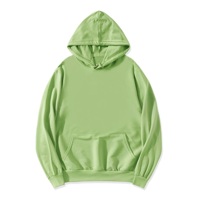 INSPIRE CHIC Chandail à Capuchon pour Homme à Manches Longues, Uni, à Cordon, Vert Pâle, L