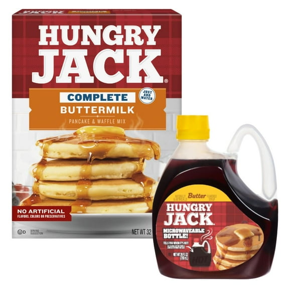 Hungry Jack Pancake Mix   Butter Syrup Bundle – 32 oz Mix & 24 oz Syrup