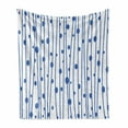 thumbnail image 1 of Blue and White Soft Flannel Fleece Throw Blanket, Abstract Circular Water Drops and Vertical Wavy Lines Pattern, Cozy Plush for Indoor and Outdoor Use, 60" x 80", Violet Blue and White, by Ambesonne, 1 of 6