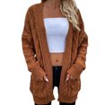 thumbnail image 2 of AOOCHASLIY 2023 Women Winter Coat Women's Fashionable Mid-length Knitted Cardigan Jacket with Pockets Sweater Top Jacket, 2 of 5