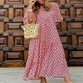 thumbnail image 2 of PENGXIANG Robe Maxi Bohème Florale à Manches Bouffantes Superposées Décontractée Ample Vacances Plage Longue Robe, 2 of 7
