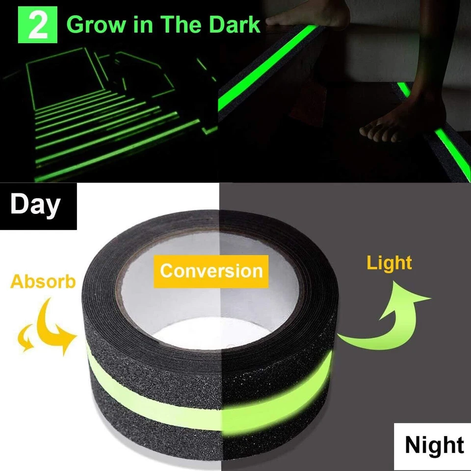 CRESTIN- Anti Slip Grip Tape Safety Strips Non Slip Tape For Stairs Steps Luminous 9.8Ft
