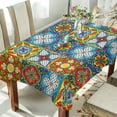 thumbnail image 4 of Coolnut Mexican Talavera Rectangle Tablecloth, Dust Proof Anti Wrinkle Wipeable Table Cloth Tabletop foration of Dinner Kitchen Wedding Holiday Party 54"x54" Decor Gift, 4 of 7