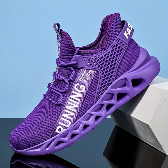 Unisex Trendy Blade Type Breathable Sneakers, For Men's & Women's Outdoor Activities Comfy Non Slip Lace Up Durable Shoes