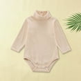 thumbnail image 3 of XinLfly Baby Bodysuit Long Sleeve High Neck Boys Girls Romper,100% Cotton Unisex Baby Clothes Button Triangle Crawler Outfit,Khaki,9M, 3 of 7