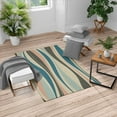 thumbnail image 1 of Vintage Turkish Area Rug, Retro Vibrant Stripes Funky Lines Design Patterns Abstract Print, Soft Carpet for Living Room Decor with Distressed Look, 2.6' x 5', Cadet Blue, by Ambesonne, 1 of 4