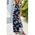 thumbnail image 2 of Vestido largo Zeagoo Summer para mujer Cruise con bolsillos negros con estampado floral, 2 of 7