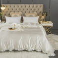 thumbnail image 4 of Move Over Satin Ruffle Duvet Cover Twin Only White Bedding Set Ruffle Pattern Silky Microfiber No Filling, 4 of 10