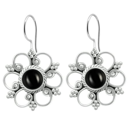 Aquamarine Jewelry - Orchid Jewelry 1 8/9 Carat Black Onyx 925 Sterling Silver Earrings for Womens
