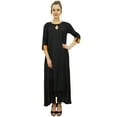 thumbnail image 1 of Bimba Rayon Black Asymmetrical Hem Kurta With Scarf Designer Indian Clothing-8, 1 of 9
