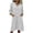 White, variant on Ohufall Dress Women Cotton Linen Button V Neck 3/4 Sleeve Midi Dress Pocket Pleated Solid Color Fashion Dresses