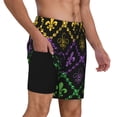 thumbnail image 3 of Haiem Mardi Gra Geometric Men'S Quick-Dry Swim Trunks: Comfortable Beach Shorts With Mesh Lining And Pockets - Ideal For Swimming And Sunbathing Xx-Large, 3 of 9