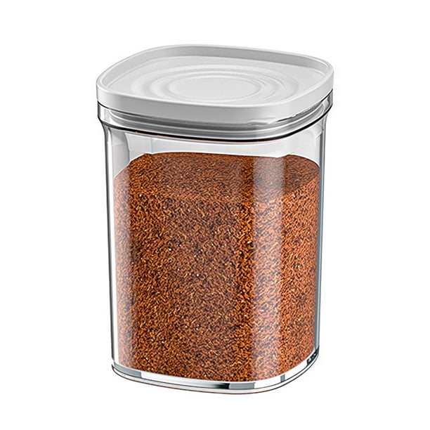 Contenedores de especias de cocina en frascos sellados con compartimentos divididos, diseño apilable, tapa deslizante de fácil acceso, caja de almacenamiento para especias y refrigerios.