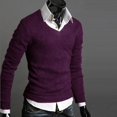 thumbnail image 1 of Men's Solid Color V-neck Knit Sweater Pullover_Gift Of G, 1 of 4